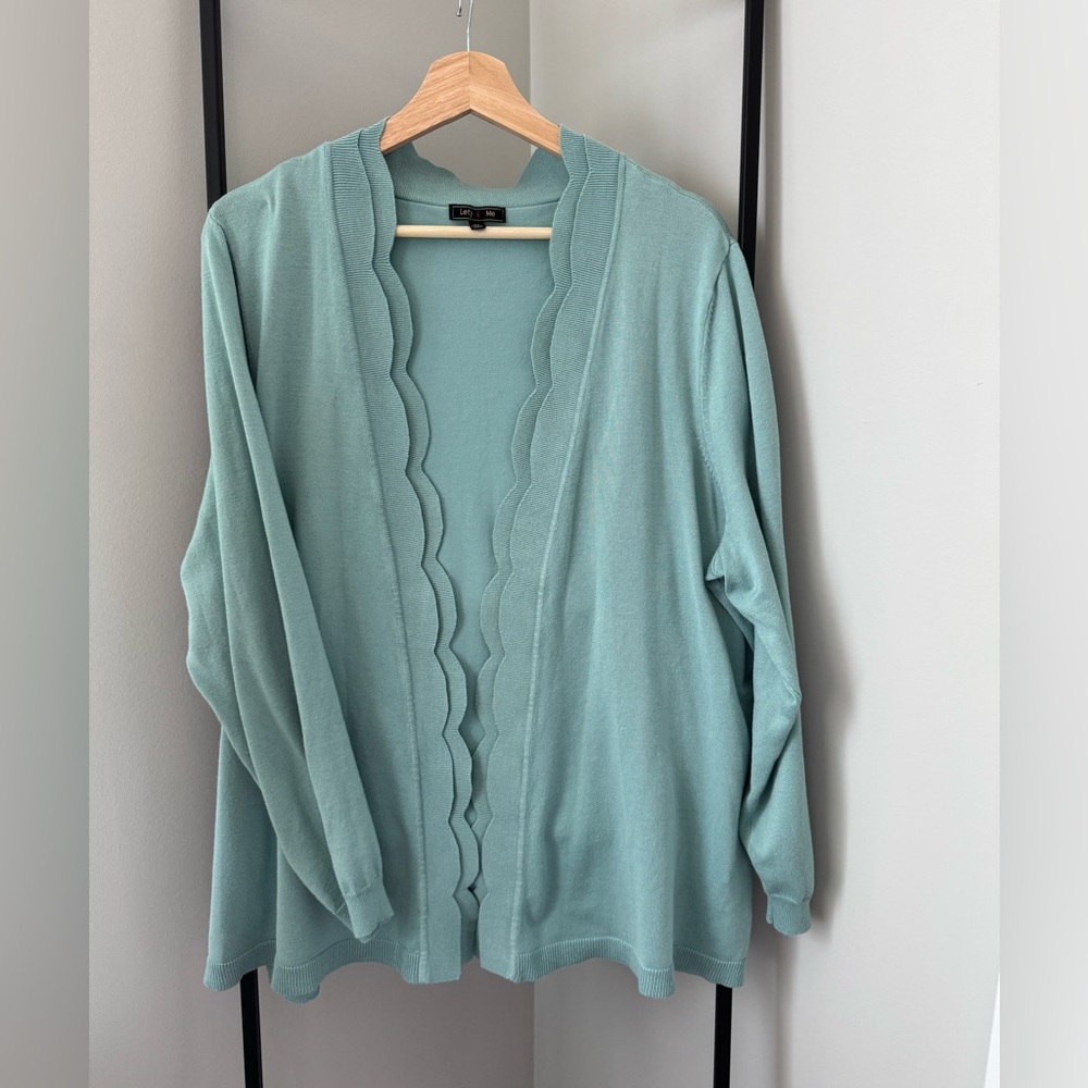 Lety & Me Chrysty Scalloped Cardigan - Light Teal